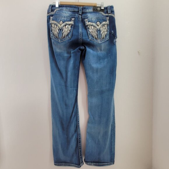 Miss Me Jeans Women's 33 Blue Chloe Boot Cut Damage on right hip see pics - Picture 1 of 16